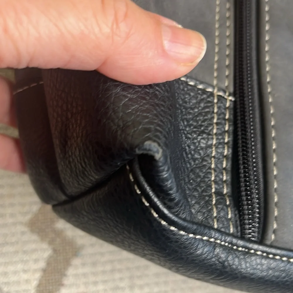 BOC vegan leather multiple pockets Black Gray shoulder tote Bag - Picture 11 of 17